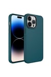 iPhone 14 Pro Max Uyumlu Metal Çerçeve ve Buton Tasarımlı Silikon NVTH Luna Kılıf-Koyu Yeşil