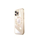 iPhone 14 Pro Max Uyumlu Wireless Şarj Özellikli Sert PC NVTH Riksos Magsafe Kılıf-Gold