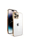 iPhone 14 Pro Uyumlu Kamera Korumalı Renkli Çerçeveli NVTH Garaj Kılıf-Gold