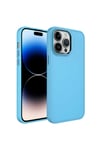 iPhone 14 Pro Uyumlu Metal Çerçeve ve Buton Tasarımlı Silikon NVTH Luna Kılıf-Sierra Mavi