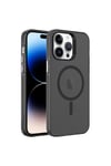 iPhone 14 Pro Uyumlu NVTH Magsafe Şarj Özellikli Buzlu Transparan C-Pro Sert Kılıf-Siyah