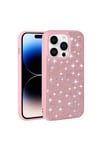iPhone 14 Pro Uyumlu Parlak Taşlı Tasarım Pırlanta NVTH Kılıf-Pembe