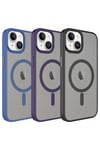 iPhone 14 Uyumlu Mat Arka Yüzey Wireless Şarj Özellikli NVTH Flet Magsafe Kılıf-Mavi