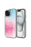 iPhone 14 Uyumlu Simli Desenli Parlak NVTH Task Kılıf-Pembe