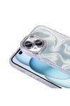 iPhone 15 Kılıf Airbagli Parlak Taş Detay Tasarımlı NVTH Esila Kapak - Beyaz
