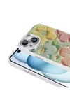 iPhone 15 Kılıf Çiçek Desenli Parlak Taşlı Sert Silikon NVTH Garden Kapak - Colorful