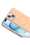 iPhone 15 Kılıf Magsafe Şarj Özellikli NVTH Ruby Silikon Kapak - Mürdüm