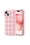 iPhone 15 Kılıf Parlak Esnek Silikon NVTH Dom Dom Kapak - Pembe