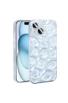iPhone 15 Kılıf Simli 3D Desenli NVTH Hacar Kapak - Pembe-Mavi