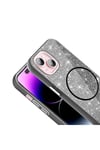 iPhone 15 Plus Kılıf Magsafe Şarj Özellikli Parlayan Simli NVTH Okso Kapak - Pembe