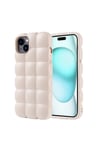 iPhone 15 Plus Kılıf Parlak Esnek Silikon NVTH Dom Dom Kapak - Beyaz