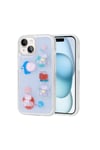 iPhone 15 Plus Uyumlu Kabartma Figürlü Parlak NVTH Minimini Silikon Kılıf-Mor