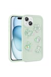 iPhone 15 Plus Uyumlu Kabartma Figürlü Parlak NVTH Toys Silikon Kılıf-Açık Yeşil