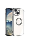 iPhone 15 Plus Uyumlu Kamera Korumalı Logo Gösteren NVTH Omega Kılıf-Koyu Gri