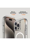 iPhone 15 Pro Kapak Magsafe Şarj Özellikli AiHTTgli Şeffaf NVTH İncek Kapak-Şeffaf