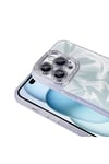 iPhone 15 Pro Kılıf Airbagli Parlak Taş Detay Tasarımlı NVTH Esila Kapak - Beyaz