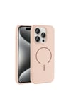 iPhone 15 Pro Kılıf M-safe Şarj Özellikli NVTH Meta Kapak - Rose Pembe