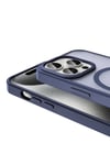 iPhone 15 Pro Kılıf Magsafe Şarj Özellikli Mat Arka Yüzey NVTH Sio Kapak-Lacivert