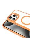 iPhone 15 Pro Kılıf Magsafe Şarj Özellikli Standlı NVTH Magsafe Klon Lensli Kapak - Turuncu