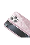 iPhone 15 Pro Kılıf Magsafe Şarj Özellikli Parlayan Simli NVTH Okso Kapak - Gold