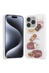 iPhone 15 Pro Kılıf Parlayan Simli Kabartma Figürlü NVTH Cevze Kapak - Beyaz