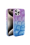 iPhone 15 Pro Kılıf Simli 3D Desenli NVTH Hacar Kapak - Mor-Mavi