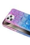 iPhone 15 Pro Kılıf Simli 3D Desenli NVTH Hacar Kapak - Mor-Mavi