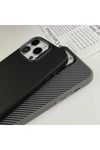 iPhone 15 Pro Max Kılıf Magsafe Şarj Özellikli Karbon Fiber Görünümlü NVTH Troy Kapak-Gümüş