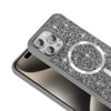 iPhone 15 Pro Max Kılıf Pırlanta Tasarımlı Magsafe Şarj Özellikli NVTH Mozaik Silikon Kapak - Titany