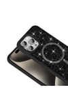 iPhone 15 Pro Max Kılıf Pırlanta Tasarımlı Magsafe Şarj Özellikli NVTH Mozaik Silikon Kapak - Siyah