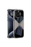 iPhone 15 Pro Max Kılıf Ultra İnce Kamera Korumalı PC + Deri Arka Yüzey NVTH X-Pro Kapak-Titan