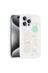 iPhone 15 Pro Max Uyumlu Kabartma Figürlü Parlak NVTH Toys Silikon Kılıf-Beyaz