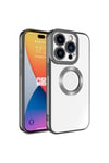 iPhone 15 Pro Max Uyumlu Kamera Korumalı Logo Gösteren NVTH Omega Kılıf-Koyu Gri