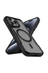iPhone 15 Pro Max Uyumlu Magsafe Şarj Özellikli Renkli Kenar Airbag Şeritli NVTH Lamer Kapak-Siyah