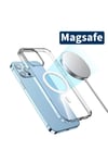 iPhone 15 Pro Max Uyumlu Magsafe Şarj Özellikli Şeffaf Sert PC NVTH Embos Kılıf-Renksiz