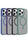 iPhone 15 Pro Max Uyumlu Mat Arka Yüzey Wireless Şarj Özellikli NVTH Flet Magsafe Kılıf-Mavi