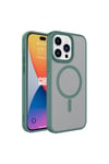iPhone 15 Pro Max Uyumlu Mat Arka Yüzey Wireless Şarj Özellikli NVTH Flet Magsafe Kılıf-Yeşil