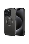 iPhone 15 Pro Max Uyumlu Tek Kamera Çerçeveli Logo Gösteren NVTH Omega Kılıf-Siyah