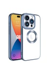 iPhone 15 Pro Uyumlu Kamera Korumalı Logo Gösteren NVTH Omega Kılıf-Sierra Mavi