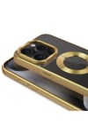 iPhone 15 Pro Uyumlu Tek Kamera Çerçeveli Logo Gösteren NVTH Omega Kılıf-Gold