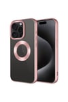 iPhone 15 Pro Uyumlu Tek Kamera Çerçeveli Logo Gösteren NVTH Omega Kılıf-Rose Gold