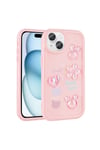 iPhone 15 Uyumlu Kabartma Figürlü Parlak NVTH Toys Silikon Kılıf-Pembe