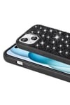 iPhone 15 Uyumlu Parlak Taşlı Tasarım NVTH Linea Kılıf-Gümüş