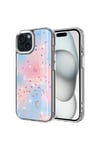 iPhone 15 Uyumlu Simli Desenli Parlak NVTH Task Kılıf-Mavi