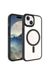 iPhone 15 Uyumlu Wireless Şarj Özellikli NVTH Krom Magsafe Silikon Kılıf-Siyah