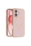 iPhone 16 Kılıf Magsafe Şarj Özellikli Mat Arka Yüzey NVTH Sio Kapak - Rose Gold