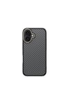 iPhone 16 Plus Kılıf M-safe Şarj Özellikli Karbon Fiber Görünümlü NVTH Antina Kapak - Gri