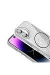 iPhone 16 Plus Kılıf Magsafe Şarj Özellikli Parlayan Simli NVTH Okso Kapak - Beyaz