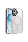 iPhone 16 Plus Kılıf Mat Arka Yüzey Wireless Şarj Özellikli NVTH Flet Magsafe Kapak - Rose Gold