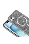 iPhone 16 Plus Kılıf Pırlanta Tasarımlı Magsafe Şarj Özellikli NVTH Mozaik Silikon Kapak - Desert Ti